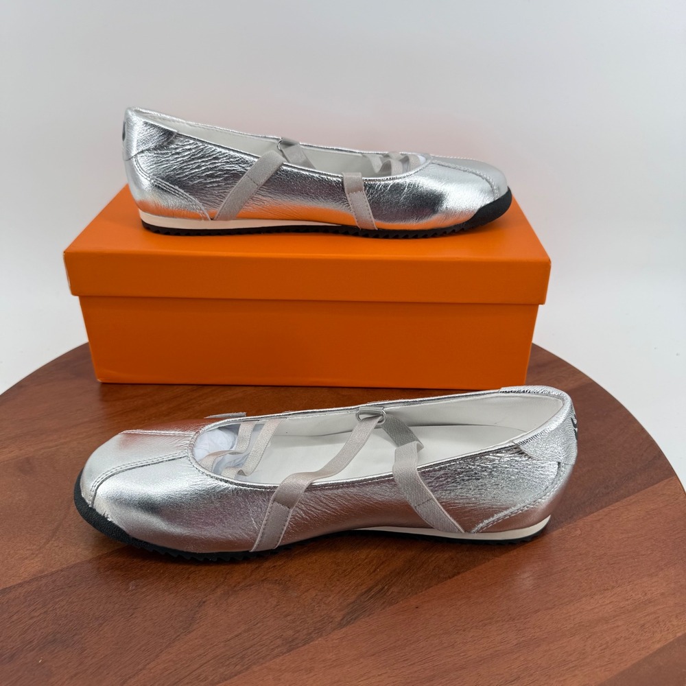 Bibi Lou Gamin Fierce Mary Jane Ballet Flat Silver Metallic Women EU 38/US 7-7.5 - Picture 11 of 13